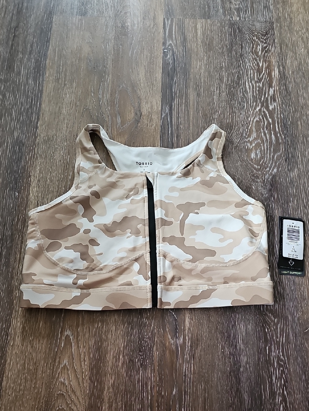 Torrid Beige Camo Active Front-Zip  Top